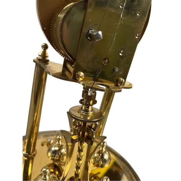 Vintage Kundo Anniversary Clock Brass Floral Motifs Glass Dome - Ubtested - Picture 4 of 6